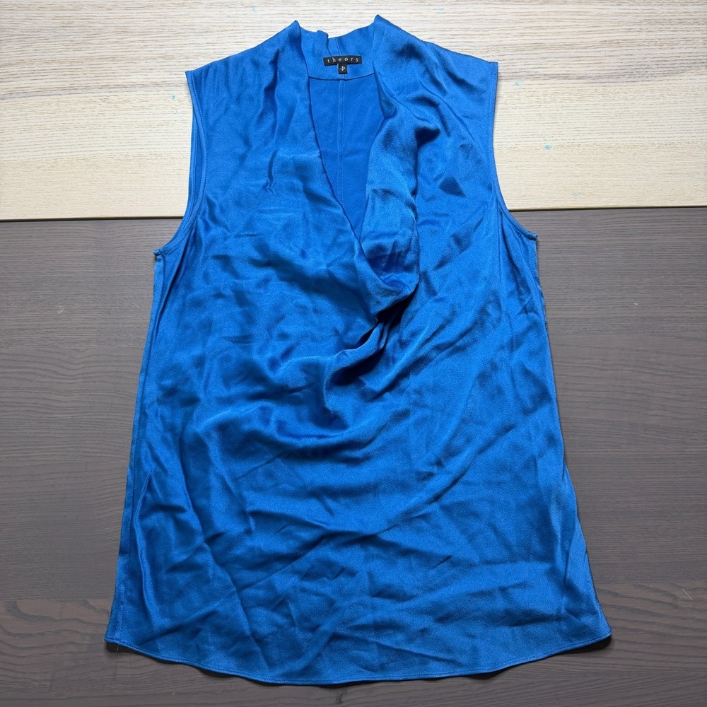 Theory Top Women's Small Silky‎ Sleeveless Blouse Blue